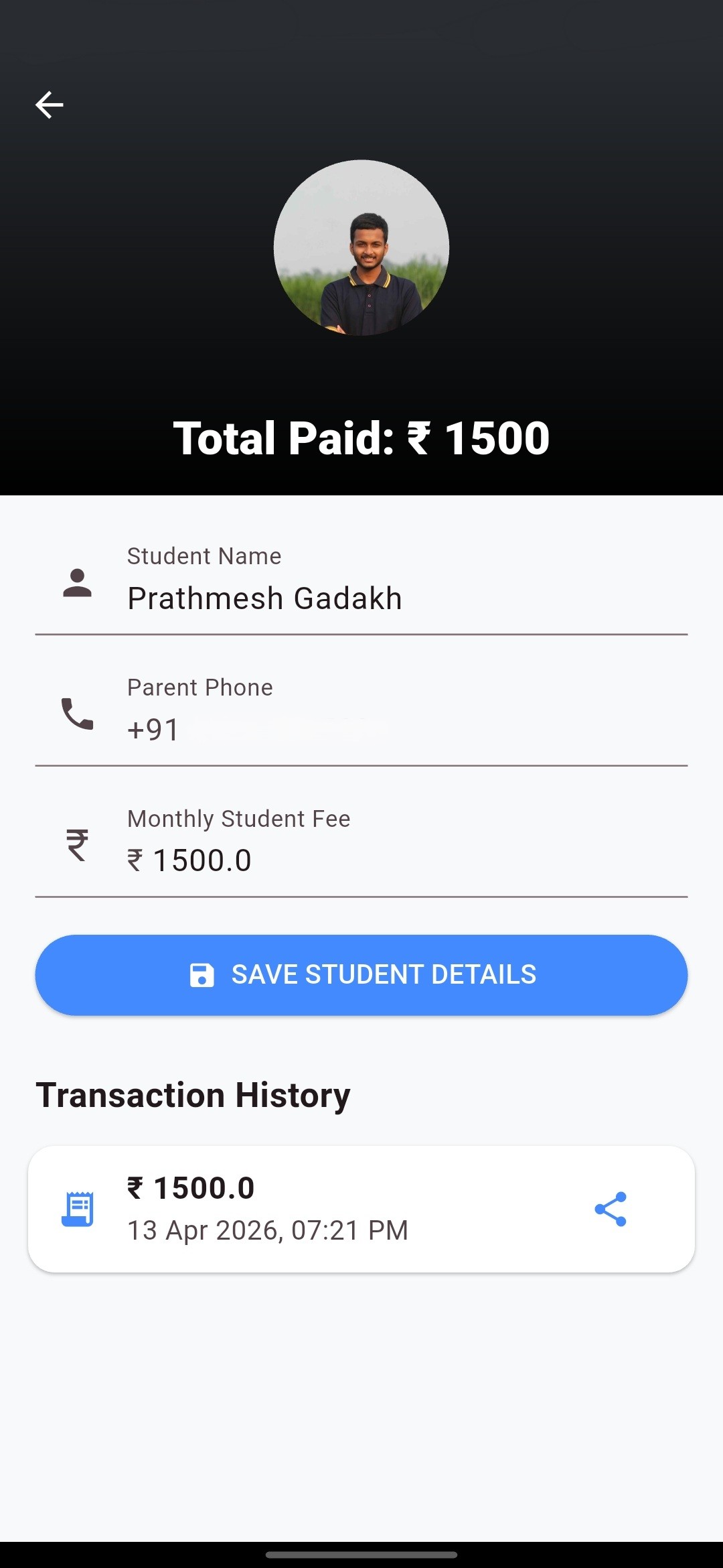 Student Details & Fees